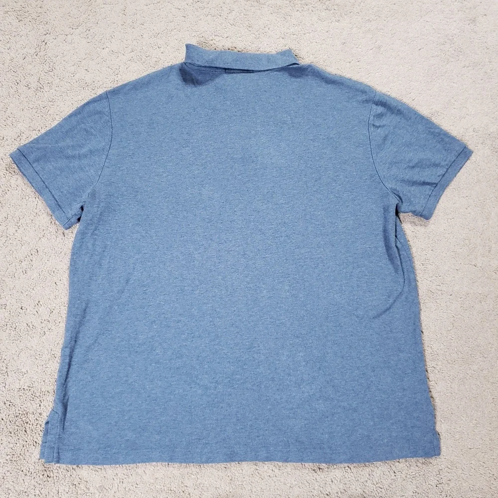 Ralph Lauren Mens Large Custom Slim Fit Polo Shirt Blue Heather Flesh Pony